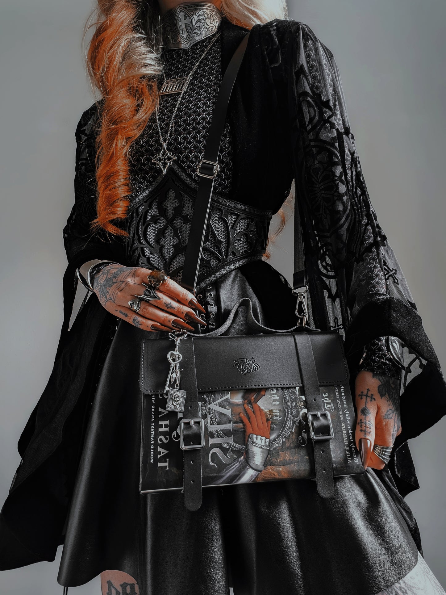 The Siren & Swan Book Satchel - Black