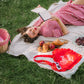 Book Lover Quilted Heart Bag in Red Ditsy Florals