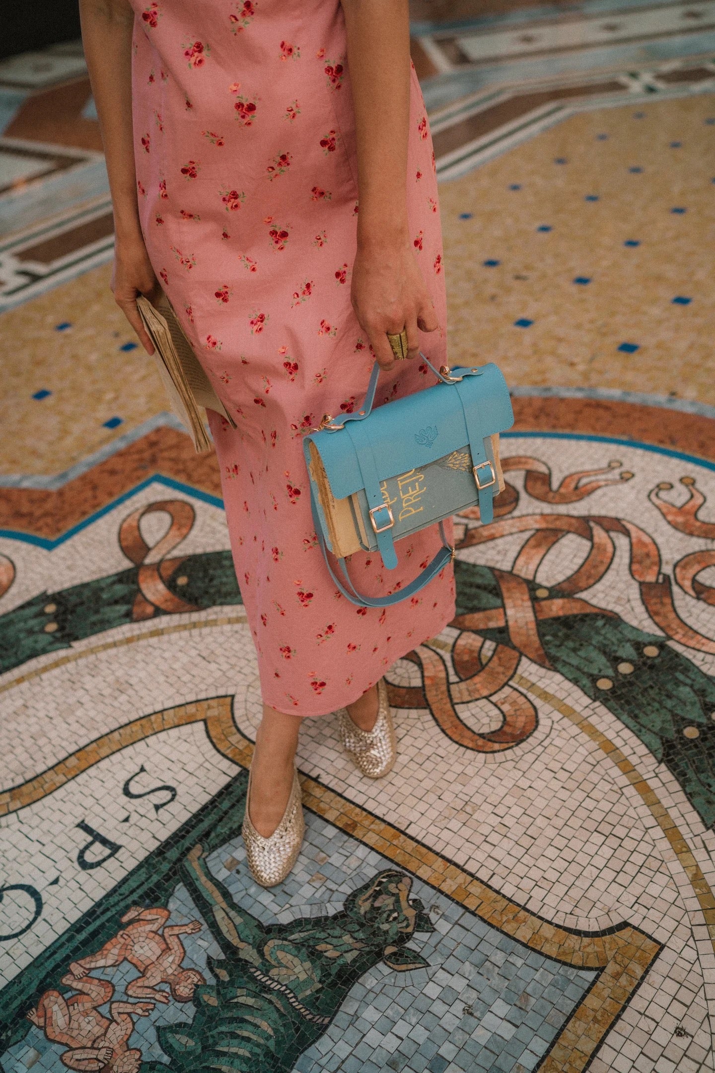The Siren & Swan Book Satchel - Blue