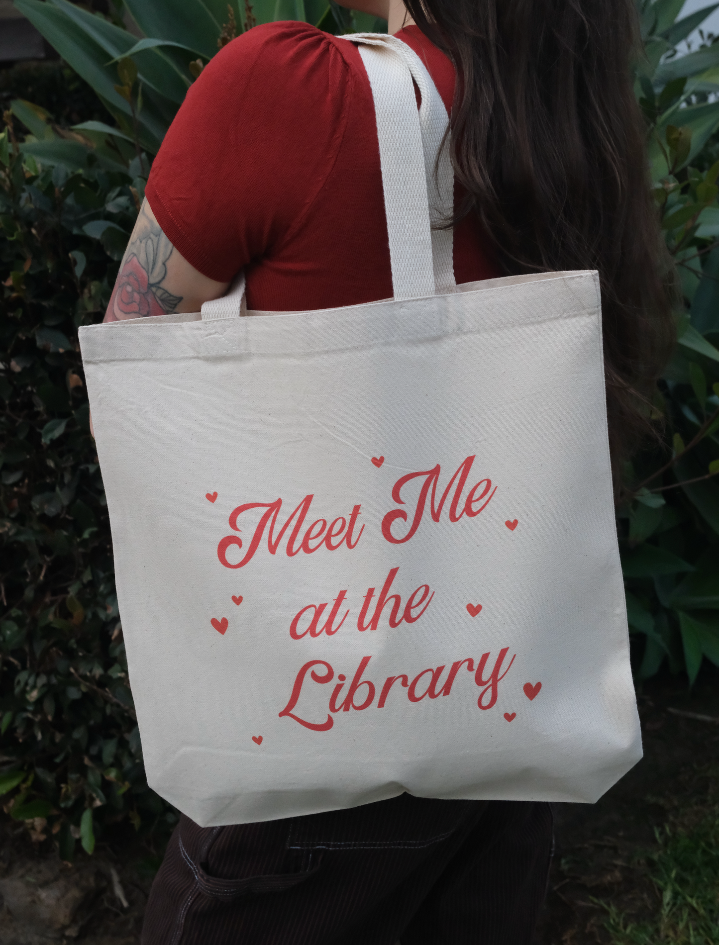 Meet Me At The Library Gusseted Canvas Tote Bag