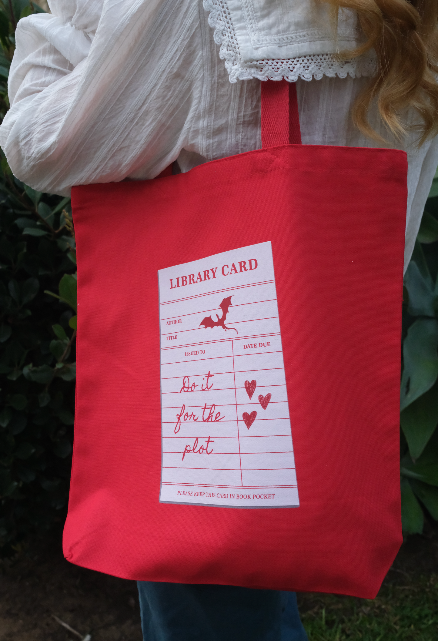 Do It For The Plot Gusseted Canvas Tote Bag - Red