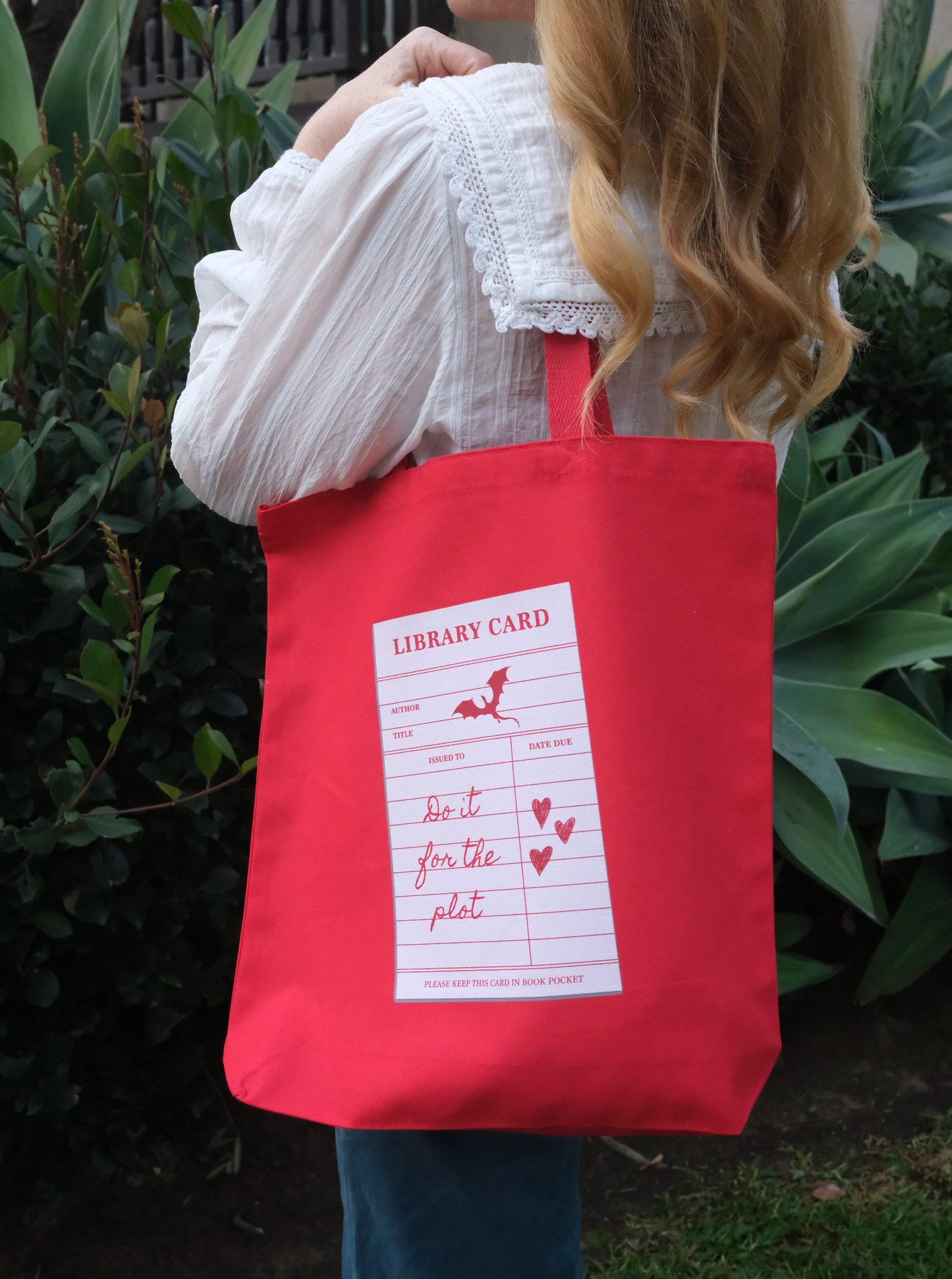 Do It For The Plot Gusseted Canvas Tote Bag - Red