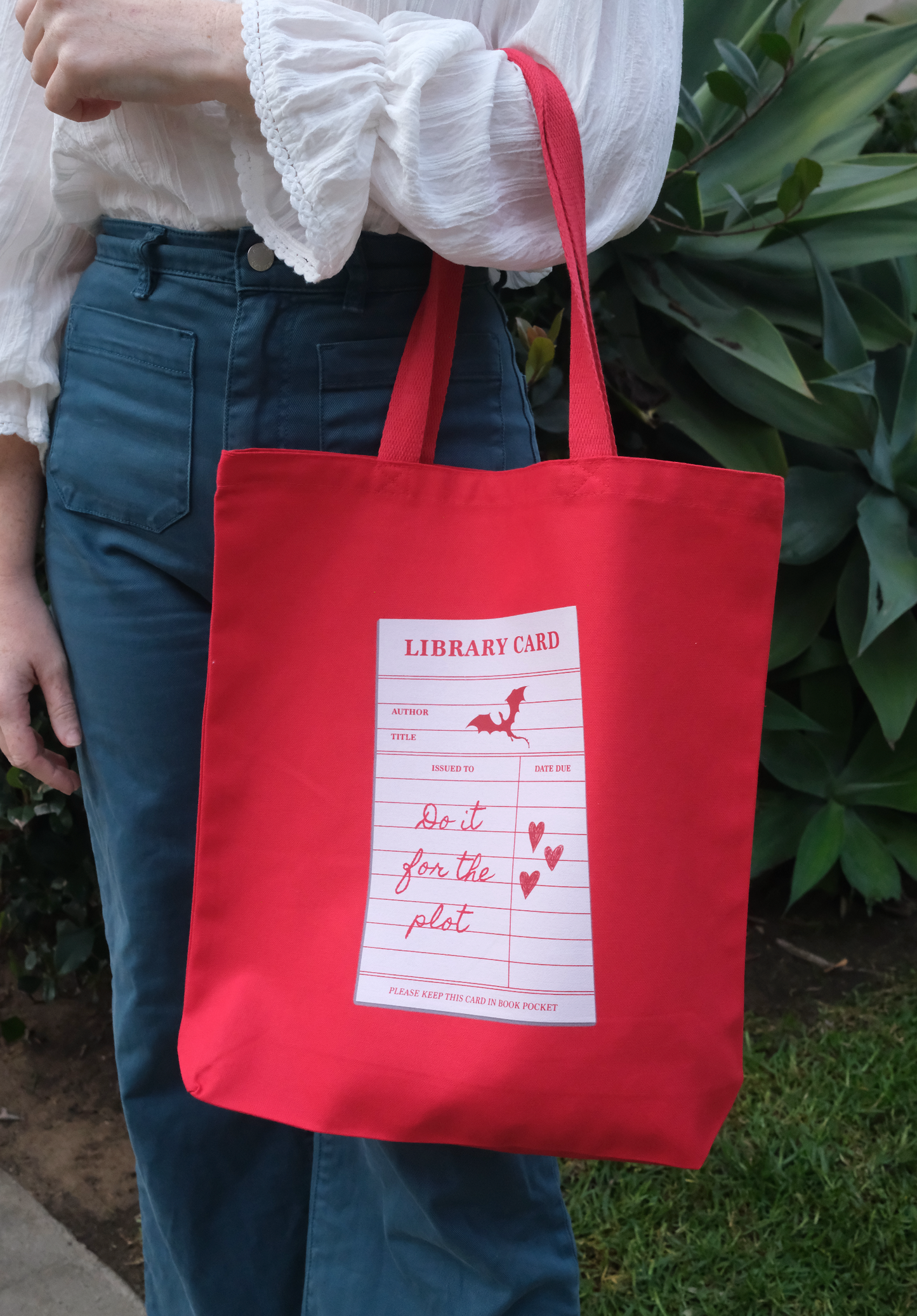 Do It For The Plot Gusseted Canvas Tote Bag - Red