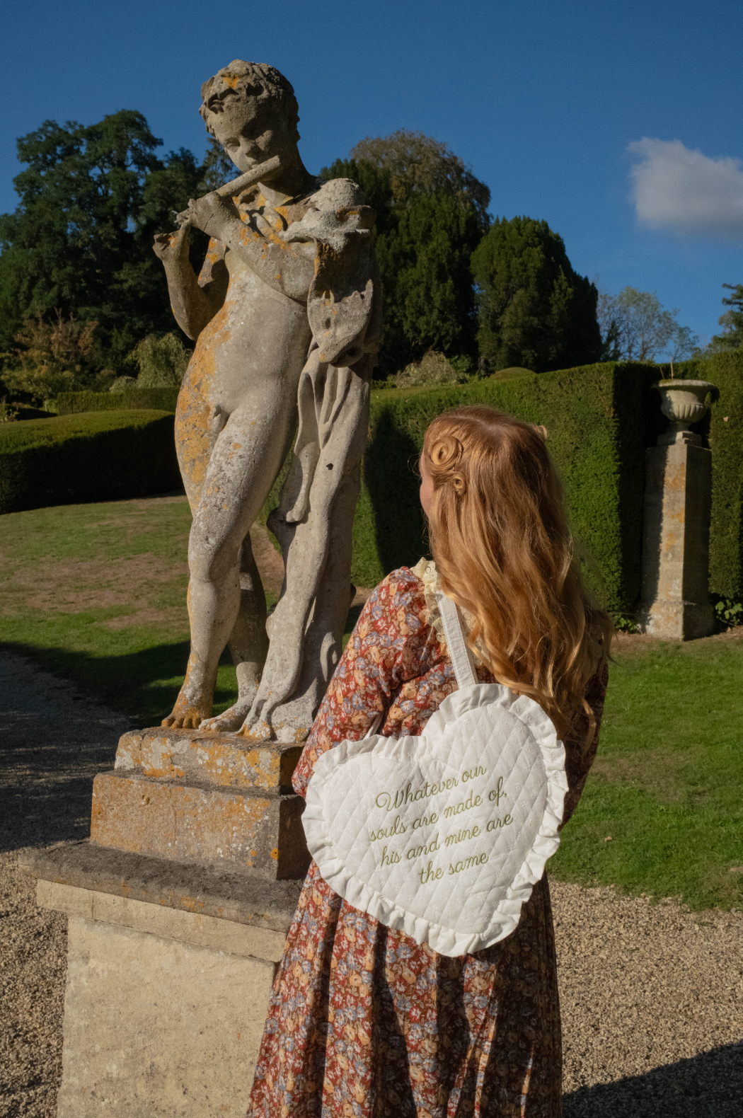Wuthering Heights Quilted Heart Bag in White Eyelet Lace