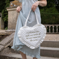 Wuthering Heights Quilted Heart Bag in White Eyelet Lace