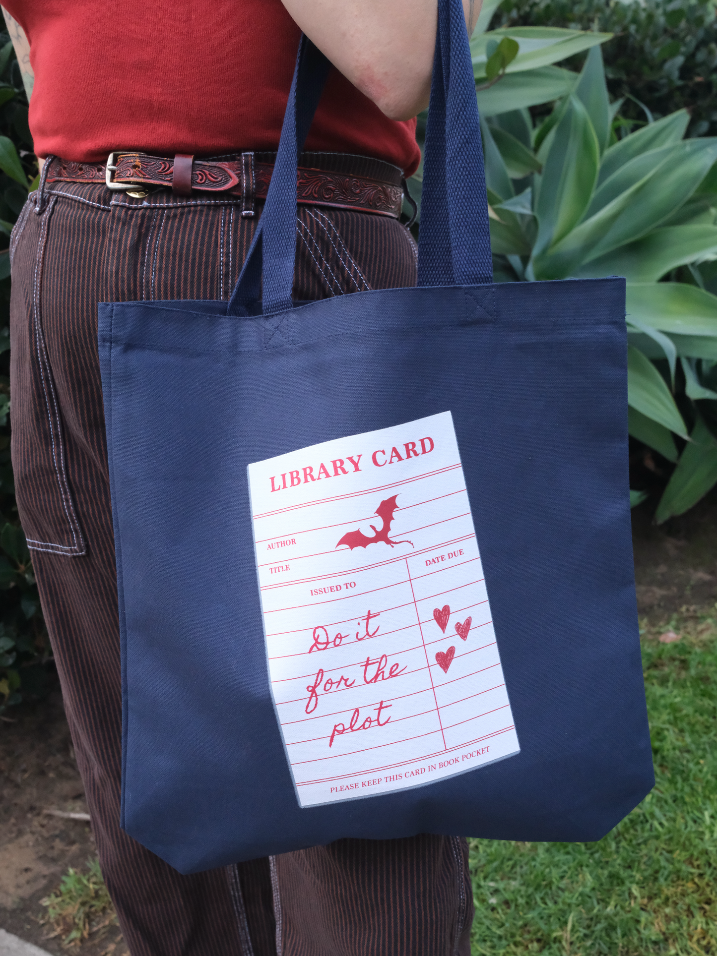 Do It For The Plot Gusseted Canvas Tote Bag - Navy Blue