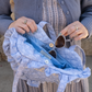 Most Ardently Quilted Heart Bag in  Blue Lace Toile