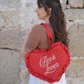 Book Lover Quilted Heart Bag in Red Ditsy Florals