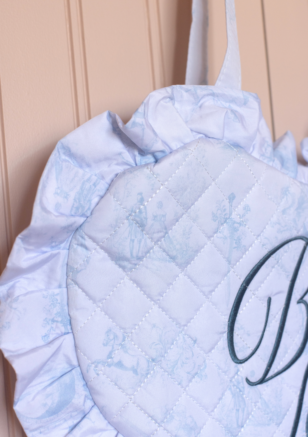 Book Lover Quilted Heart Bag in Fantasy Toile Blues