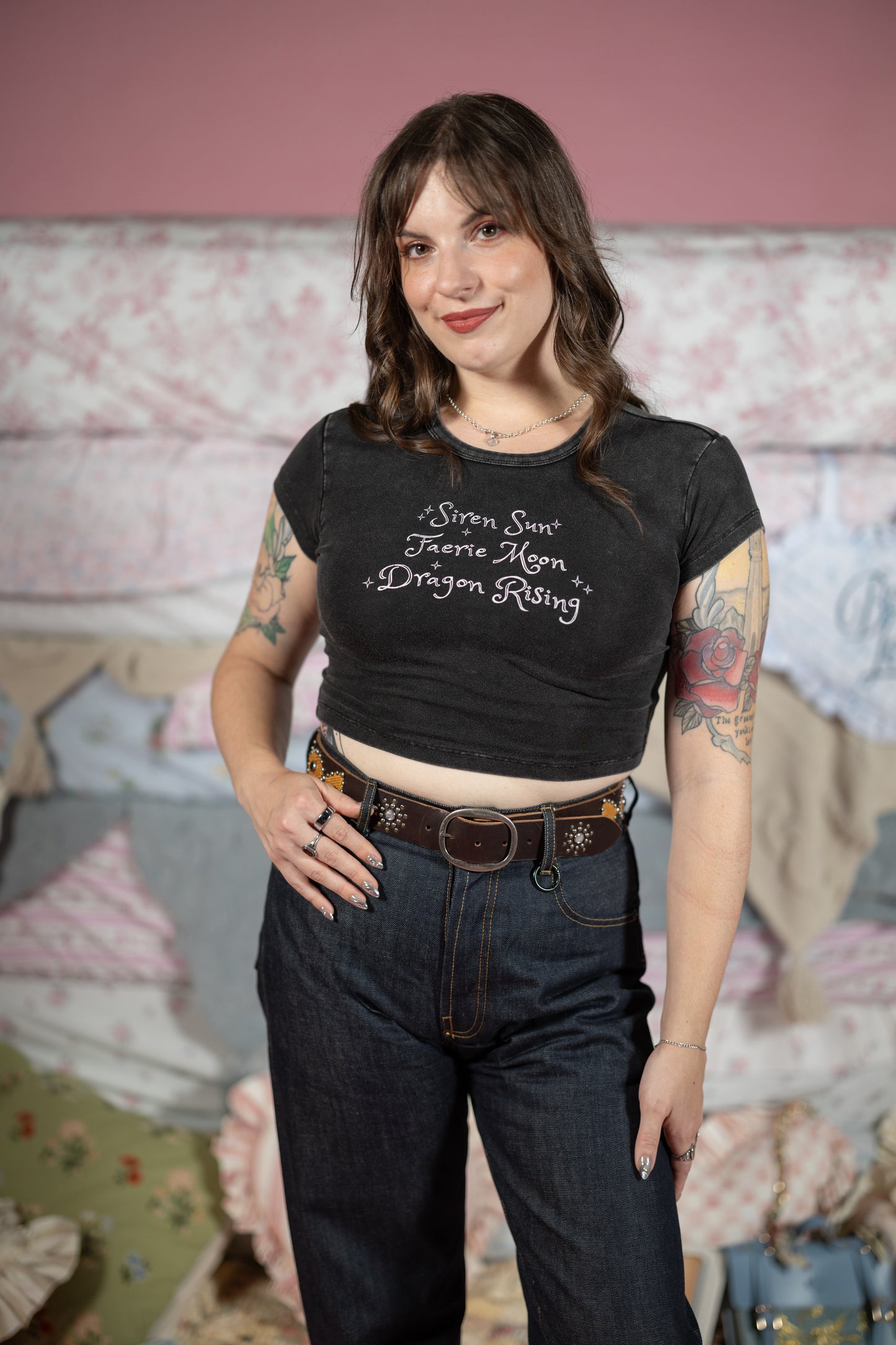 Sun & Moon Baby Tee - Vintage Black