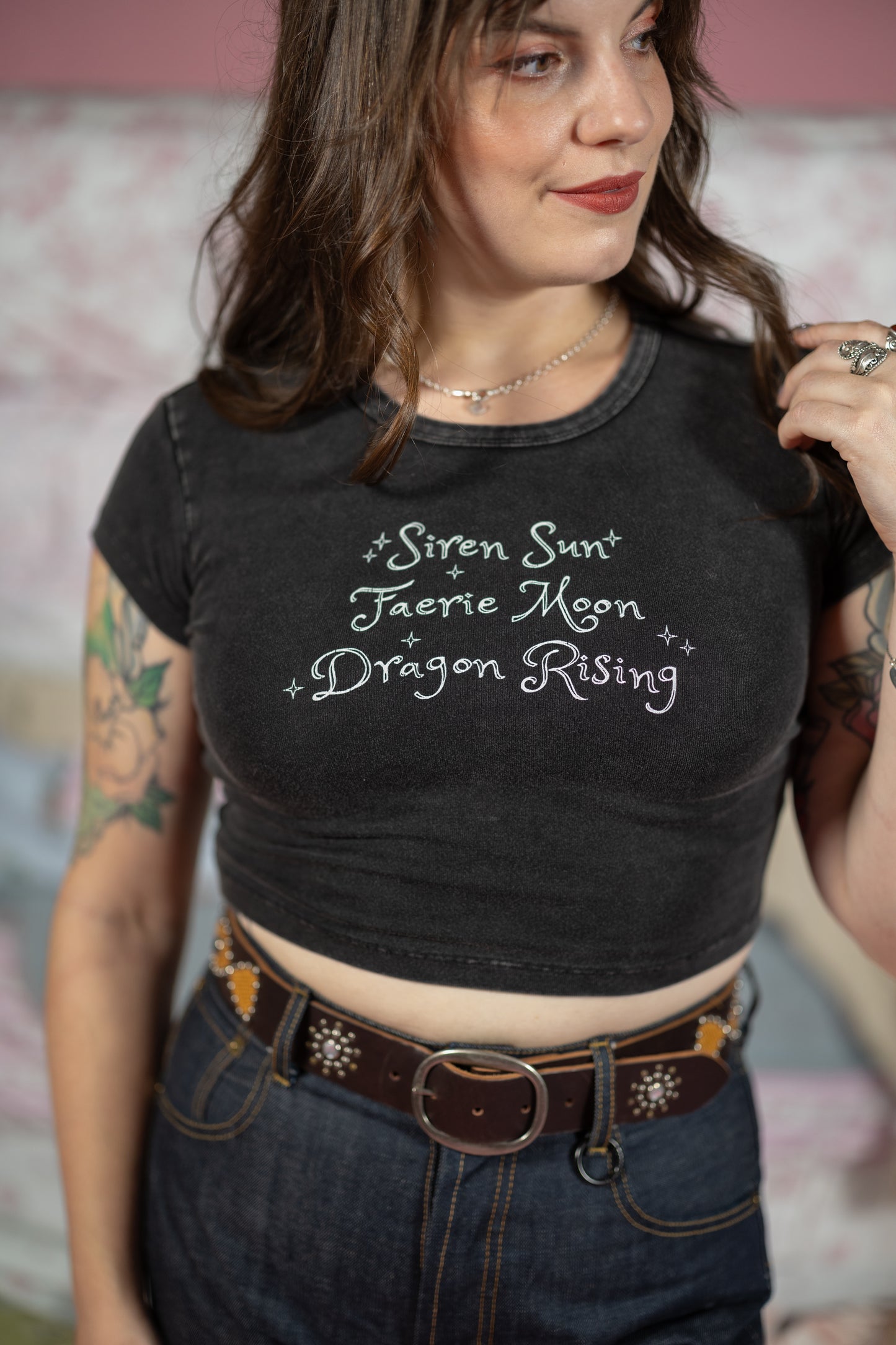 Sun & Moon Baby Tee - Vintage Black