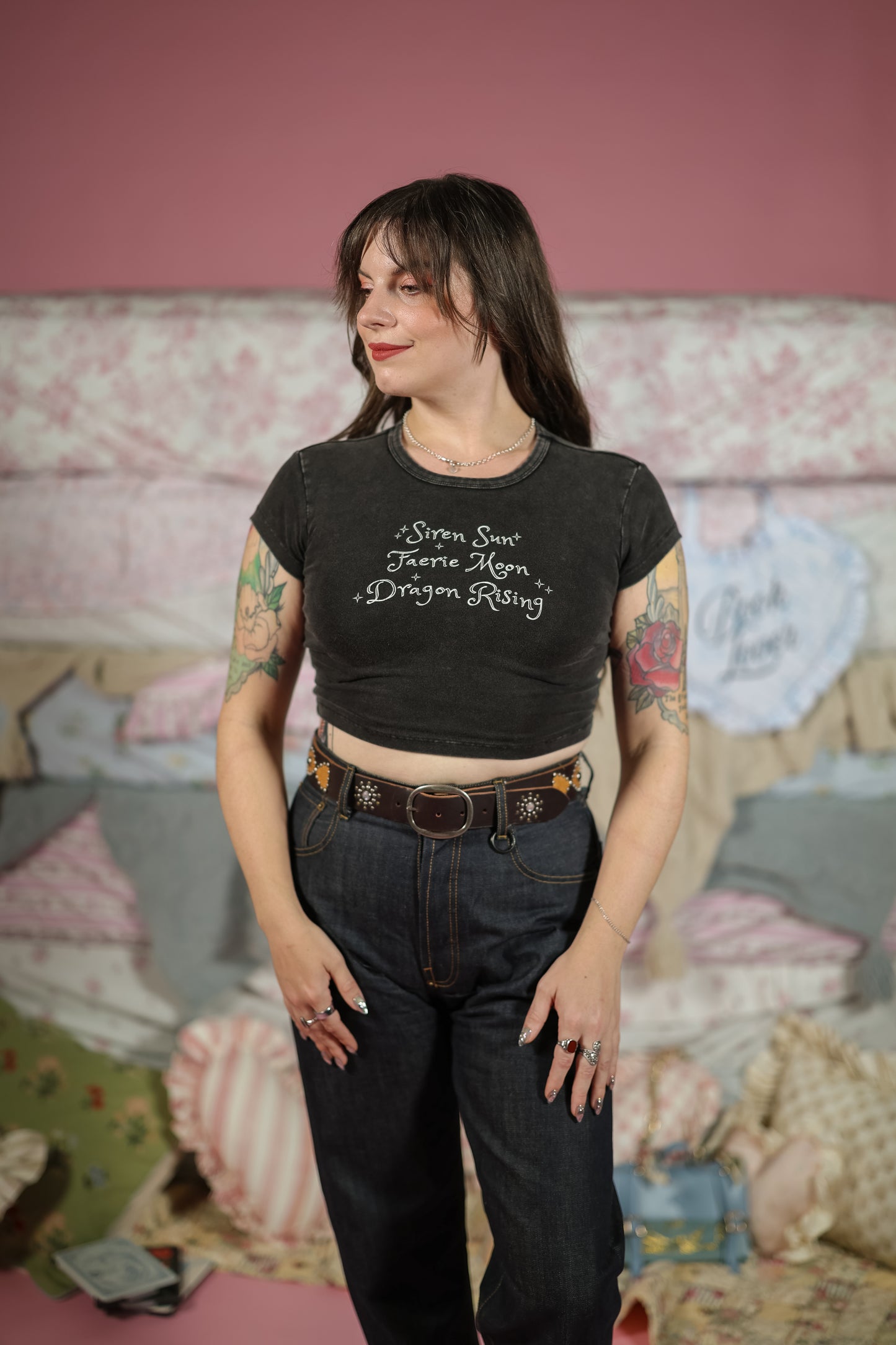 Sun & Moon Baby Tee - Vintage Black
