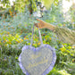 Most Ardently Quilted Heart Bag in  Blue Lace Toile