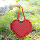Book Lover Quilted Heart Bag in Red Ditsy Florals