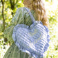 Most Ardently Quilted Heart Bag in  Blue Lace Toile