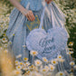 Book Lover Quilted Heart Bag in Fantasy Toile Blues