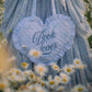Book Lover Quilted Heart Bag in Fantasy Toile Blues
